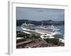 Cruise Ships. Charlotte Amalie, St. Thomas, U.S. Virgin Islands, West Indies, Caribbean-Angelo Cavalli-Framed Photographic Print