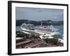 Cruise Ships. Charlotte Amalie, St. Thomas, U.S. Virgin Islands, West Indies, Caribbean-Angelo Cavalli-Framed Photographic Print