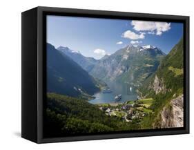 Cruise Ships, Geirangerfjord, Western Fjords, Norway-Peter Adams-Framed Stretched Canvas