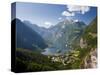 Cruise Ships, Geirangerfjord, Western Fjords, Norway-Peter Adams-Stretched Canvas