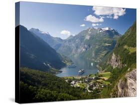Cruise Ships, Geirangerfjord, Western Fjords, Norway-Peter Adams-Stretched Canvas