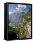 Cruise Ships, Geirangerfjord, Western Fjords, Norway-Peter Adams-Framed Stretched Canvas
