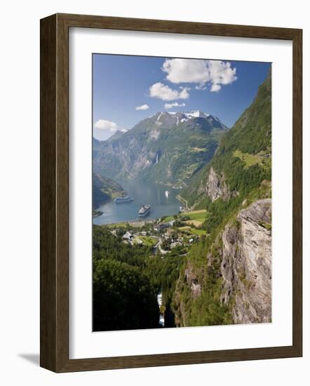 Cruise Ships, Geirangerfjord, Western Fjords, Norway-Peter Adams-Framed Photographic Print