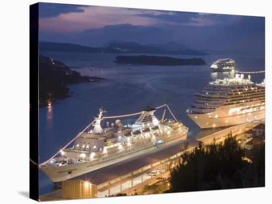 Cruise Ships in Port, Dubrovnik, Dalmatia, Croatia, Adriatic, Europe-Martin Child-Stretched Canvas