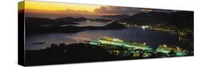 Cruise Ships Lit Up at Dusk, Charlotte Amalie, St. Thomas, US Virgin Islands-null-Stretched Canvas