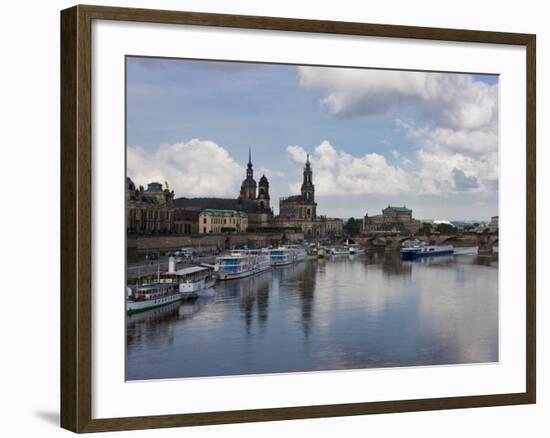 Cruise Ships on the River Elbe, Dresden, Saxony, Germany, Europe-Michael Runkel-Framed Photographic Print