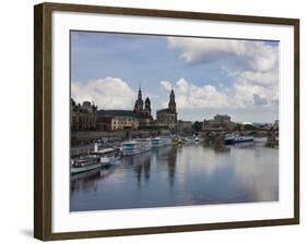 Cruise Ships on the River Elbe, Dresden, Saxony, Germany, Europe-Michael Runkel-Framed Photographic Print