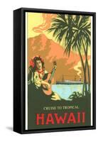 Cruise to Tropical Hawaii, Woman Playing Guitar-null-Framed Stretched Canvas