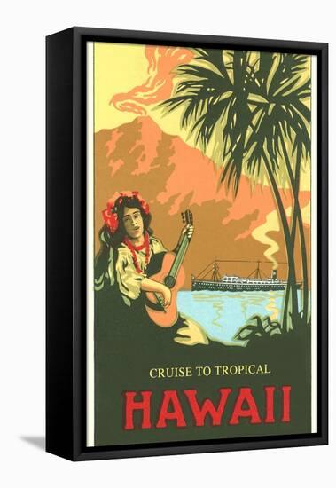 Cruise to Tropical Hawaii, Woman Playing Guitar-null-Framed Stretched Canvas