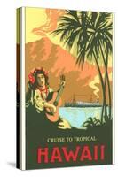 Cruise to Tropical Hawaii, Woman Playing Guitar-null-Stretched Canvas