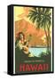 Cruise to Tropical Hawaii, Woman Playing Guitar-null-Framed Stretched Canvas