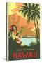 Cruise to Tropical Hawaii, Woman Playing Guitar-null-Stretched Canvas