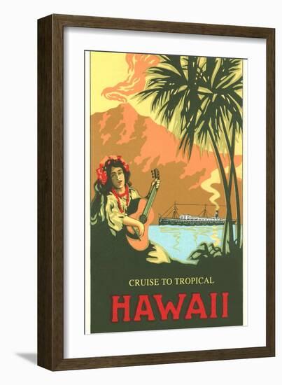 Cruise to Tropical Hawaii, Woman Playing Guitar-null-Framed Art Print