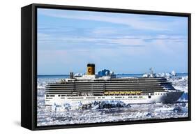 Cruiseship Costa Deliciosa, Disko Bay, Greenland-Françoise Gaujour-Framed Stretched Canvas
