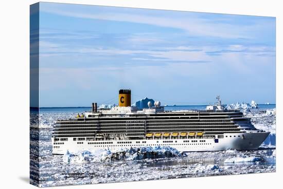 Cruiseship Costa Deliciosa, Disko Bay, Greenland-Françoise Gaujour-Stretched Canvas