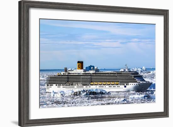 Cruiseship Costa Deliciosa, Disko Bay, Greenland-Françoise Gaujour-Framed Photographic Print