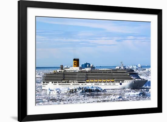 Cruiseship Costa Deliciosa, Disko Bay, Greenland-Françoise Gaujour-Framed Photographic Print