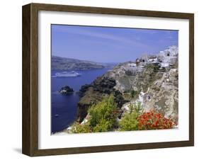 Cruiseship Passing the Island, Santorini, Cyclades Islands, Greece, Europe-Gavin Hellier-Framed Photographic Print