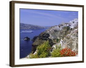 Cruiseship Passing the Island, Santorini, Cyclades Islands, Greece, Europe-Gavin Hellier-Framed Photographic Print