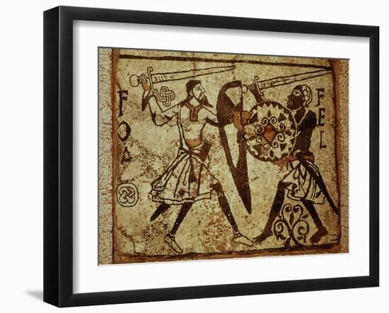 Crusader and Moor in Combat, Mosaic, 12th century Romanesque-null-Framed Photographic Print