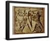 Crusader and Moor in Combat, Mosaic, 12th century Romanesque-null-Framed Photographic Print