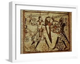 Crusader and Moor in Combat, Mosaic, 12th century Romanesque-null-Framed Photographic Print