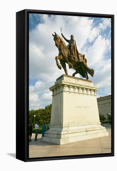 Crusader King Louis IX statue in front of the Saint Louis Art Museum in Forest Park, St. Louis,...-null-Framed Stretched Canvas