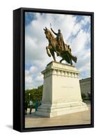 Crusader King Louis IX statue in front of the Saint Louis Art Museum in Forest Park, St. Louis,...-null-Framed Stretched Canvas