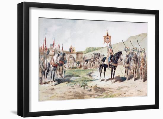 Crusaders on the March in the 11th Century with a Horse-Drawn Supply Wagon, 1886-Armand Jean Heins-Framed Giclee Print