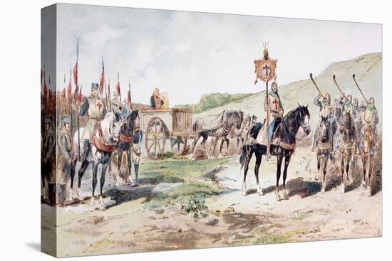 Crusaders on the March in the 11th Century with a Horse-Drawn Supply Wagon, 1886-Armand Jean Heins-Stretched Canvas