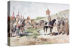 Crusaders on the March in the 11th Century with a Horse-Drawn Supply Wagon, 1886-Armand Jean Heins-Stretched Canvas