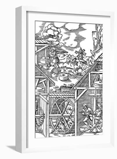 Crushing Gold Bearing Ores in Mills Similar in Principle to Flour Mills, 1556-null-Framed Giclee Print