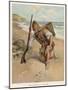 Crusoe Finds the Footprint of Friday and Realises That He is Not the Only Inhabitant of the Island-null-Mounted Art Print