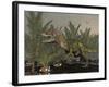 Cryolophosaurus Dinosaur in Prehistoric Wetlands-Stocktrek Images-Framed Art Print