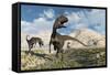 Cryolophosaurus Dinosaurs Roaming During the Jurassic Period-Stocktrek Images-Framed Stretched Canvas