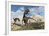 Cryolophosaurus Dinosaurs Roaming During the Jurassic Period-Stocktrek Images-Framed Art Print