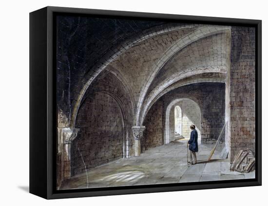 Crypt under the Church of St James in the Wall, Wood Street Square, City of London, 1855-Percy William Justyne-Framed Stretched Canvas