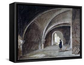 Crypt under the Church of St James in the Wall, Wood Street Square, City of London, 1855-Percy William Justyne-Framed Stretched Canvas