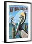 Crystal Beach, Texas - Pelicans-Lantern Press-Framed Art Print