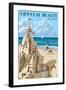 Crystal Beach, Texas - Sand Castle-Lantern Press-Framed Art Print