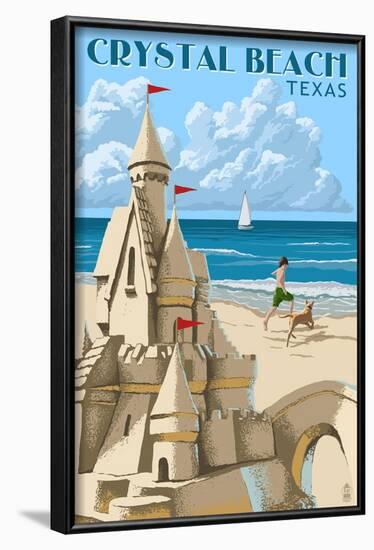 Crystal Beach, Texas - Sand Castle-Lantern Press-Framed Art Print