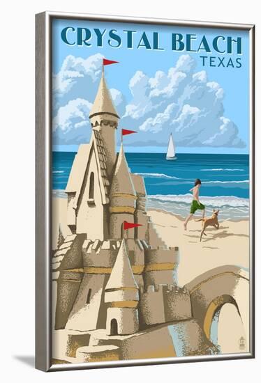 Crystal Beach, Texas - Sand Castle-Lantern Press-Framed Art Print