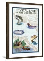 Crystal Lake, Michigan - Lake Chart-Lantern Press-Framed Art Print