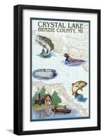 Crystal Lake, Michigan - Lake Chart-Lantern Press-Framed Art Print