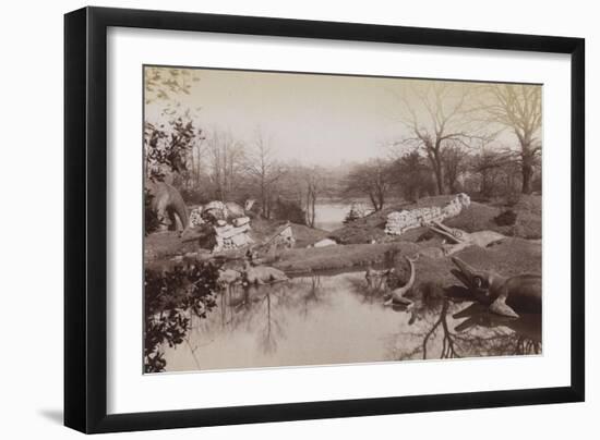 Crystal Palace : animaux préhistoriques près du lac-Joseph Warren Zambra-Framed Giclee Print