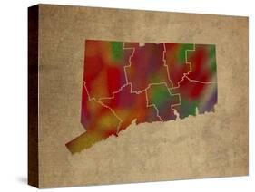 CT Colorful Counties-Red Atlas Designs-Stretched Canvas
