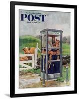 "Cub Scouts in Phone Booth," Saturday Evening Post Cover, August 26, 1961-Richard Sargent-Framed Giclee Print