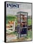 "Cub Scouts in Phone Booth," Saturday Evening Post Cover, August 26, 1961-Richard Sargent-Framed Stretched Canvas