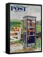 "Cub Scouts in Phone Booth," Saturday Evening Post Cover, August 26, 1961-Richard Sargent-Framed Stretched Canvas