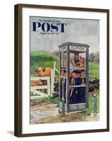 "Cub Scouts in Phone Booth," Saturday Evening Post Cover, August 26, 1961-Richard Sargent-Framed Giclee Print